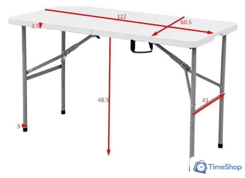 Стол Calviano Складной, прямоугольный 122x60.5 см (белый) - Изображение №8 — Интернет-магазин Time-Shop