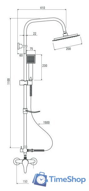 Душевая система  Deante Neo Joko NBJ 01SK - Изображение №2 — Интернет-магазин Time-Shop