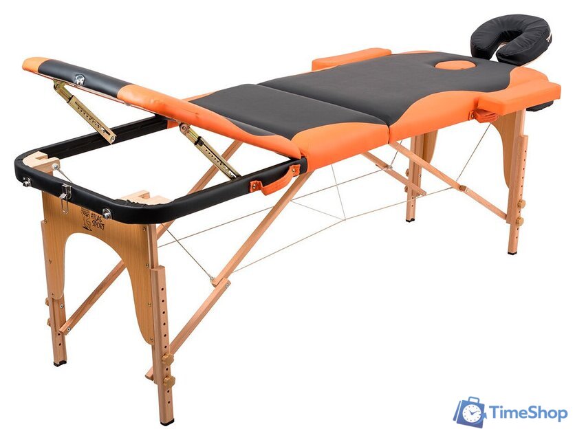 Массажный стол Atlas Sport складной 3-с деревянный 60 см (черно-оранжевый) - Изображение №3 — Интернет-магазин Time-Shop