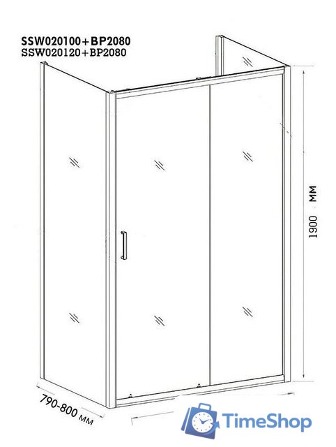 Душевой уголок Pelican SSW020120+BP02080 80x120x190 - Изображение №5 — Интернет-магазин Time-Shop