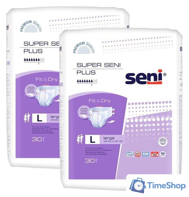 Подгузники для взрослых Seni Super Plus Large (2x30шт) - Изображение №1 — Интернет-магазин Time-Shop