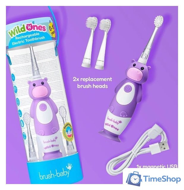 Электрическая зубная щетка Brush-Baby WildOnes Hippo - Изображение №10 — Интернет-магазин Time-Shop