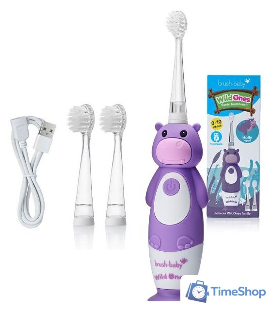 Электрическая зубная щетка Brush-Baby WildOnes Hippo - Изображение №1 — Интернет-магазин Time-Shop
