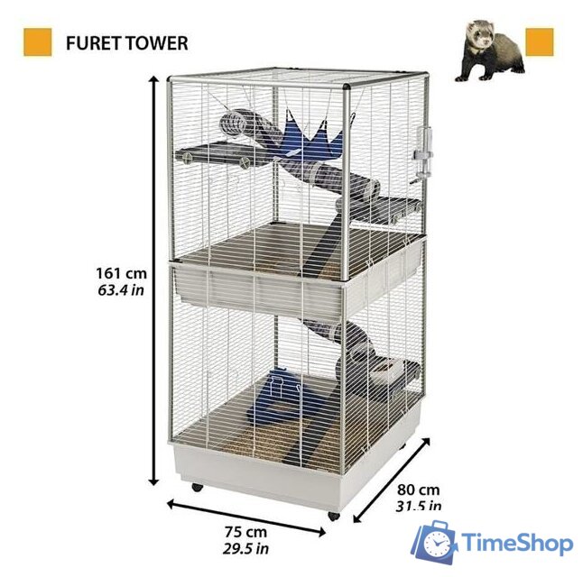 Клетка Ferplast Furet Tower 57063414 - Изображение №2 — Интернет-магазин Time-Shop