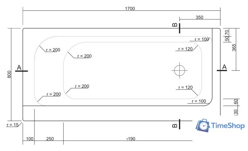 Ванна Cersanit Smart 170x80 L - Изображение №2 — Интернет-магазин Time-Shop