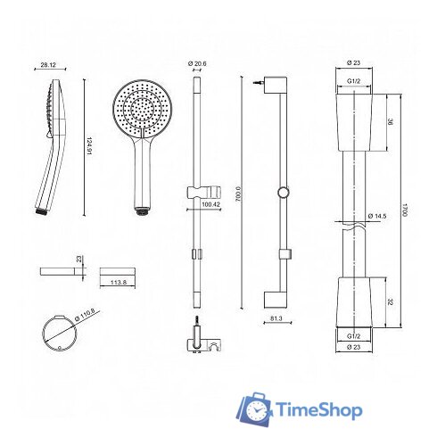 Душевой гарнитур  Jacob Delafon Elite E32910-CP - Изображение №2 — Интернет-магазин Time-Shop
