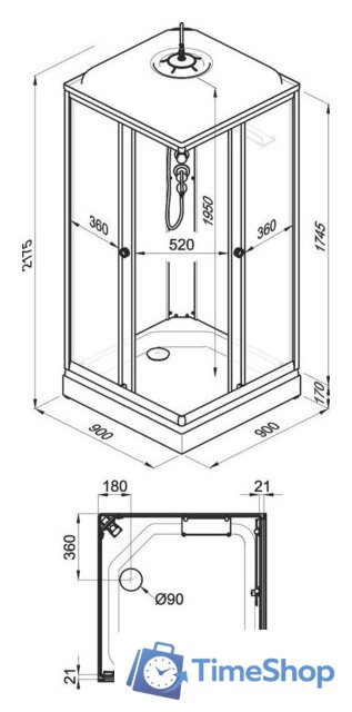 Душевая кабина Triton Вельвет-К 90х90 А - Изображение №8 — Интернет-магазин Time-Shop