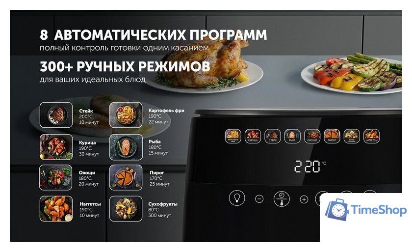 Аэрогриль (аэрофритюрница) Polaris PAF 8003W Wi-Fi IQ Home (черный) - Изображение №17 — Интернет-магазин Time-Shop