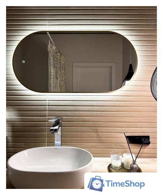 Зеркало EMZE Led с подсветкой и УФ-окантовкой 50x100 LED.UV.50.100.AUR (золото) - Изображение №2 — Интернет-магазин Time-Shop