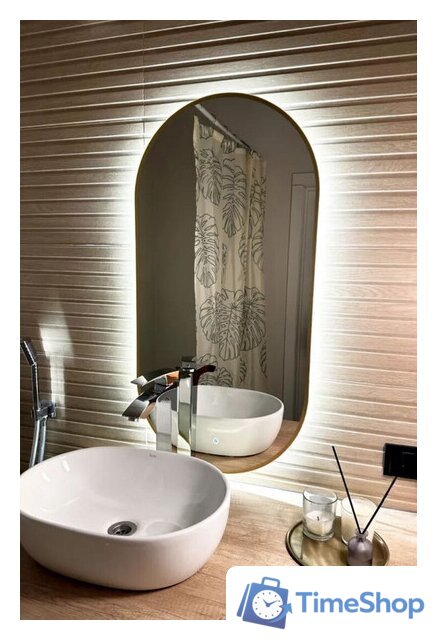 Зеркало EMZE Led с подсветкой и УФ-окантовкой 50x100 LED.UV.50.100.AUR (золото) - Изображение №4 — Интернет-магазин Time-Shop
