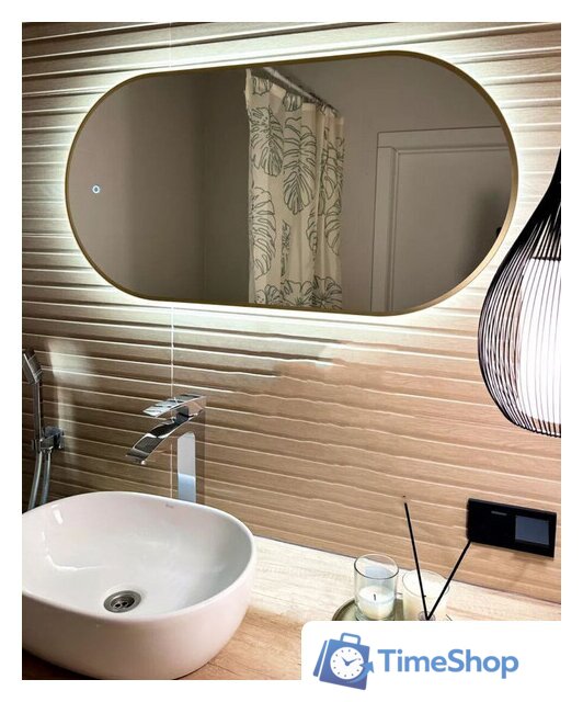 Зеркало EMZE Led с подсветкой и УФ-окантовкой 50x100 LED.UV.50.100.AUR (золото) - Изображение №3 — Интернет-магазин Time-Shop