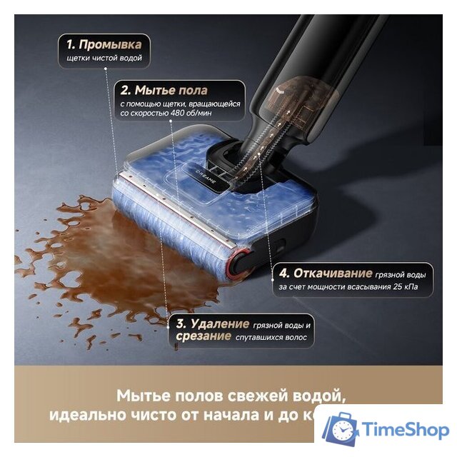 Вертикальный моющий пылесос Dreame G12 Wet and Dry Vacuum HHR32A (евровилка, черный) - Изображение №10 — Интернет-магазин Time-Shop