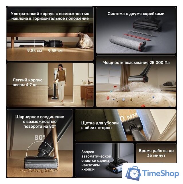Вертикальный моющий пылесос Dreame G12 Wet and Dry Vacuum HHR32A (евровилка, черный) - Изображение №12 — Интернет-магазин Time-Shop