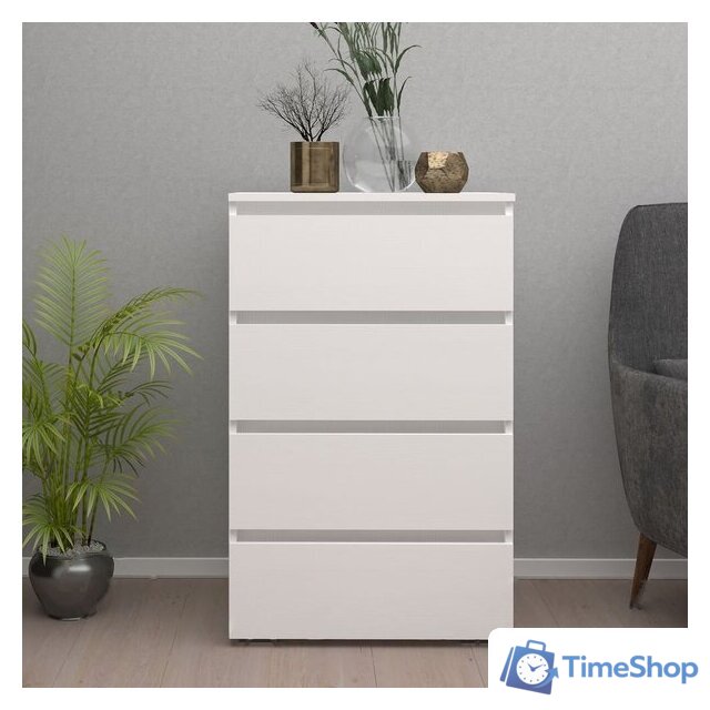 Комод Кортекс-мебель Бари 60 4ш (белый/белый/белый) - Изображение №3 — Интернет-магазин Time-Shop