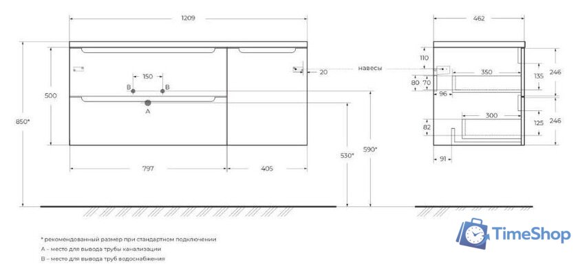  BelBagno Тумба под умывальник ETNA-1200-2C-1A-SO-RN-L - Изображение №2 — Интернет-магазин Time-Shop