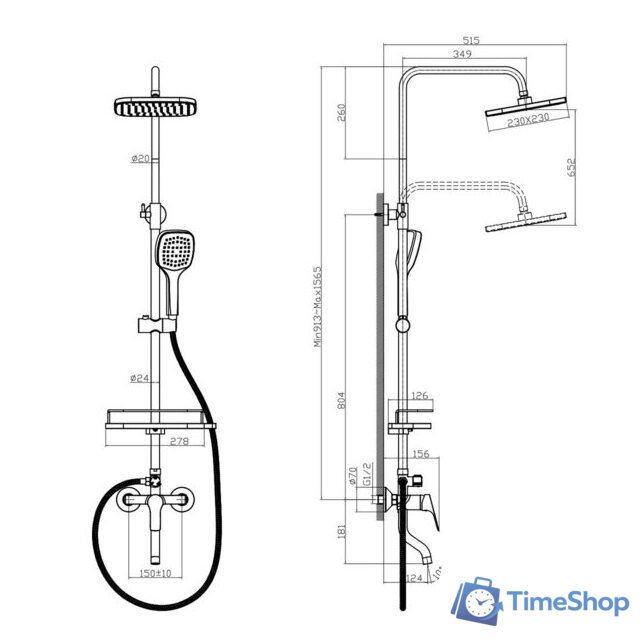 Душевая система  Rossinka Silvermix RS29-46 - Изображение №2 — Интернет-магазин Time-Shop