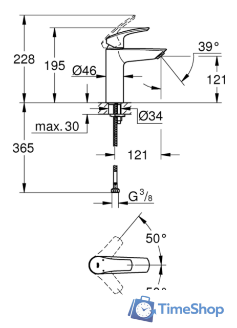 Смеситель Grohe Eurosmart 23324003 - Изображение №4 — Интернет-магазин Time-Shop