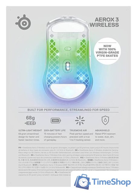 Игровая мышь SteelSeries Aerox 3 Wireless 2022 Edition Ghost - Изображение №8 — Интернет-магазин Time-Shop