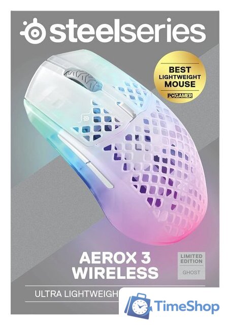 Игровая мышь SteelSeries Aerox 3 Wireless 2022 Edition Ghost - Изображение №7 — Интернет-магазин Time-Shop