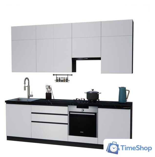 Готовая кухня ВерсоМебель Эко Премиум 2.6 (белый фасадный/ст. тунис) - Изображение №1 — Интернет-магазин Time-Shop