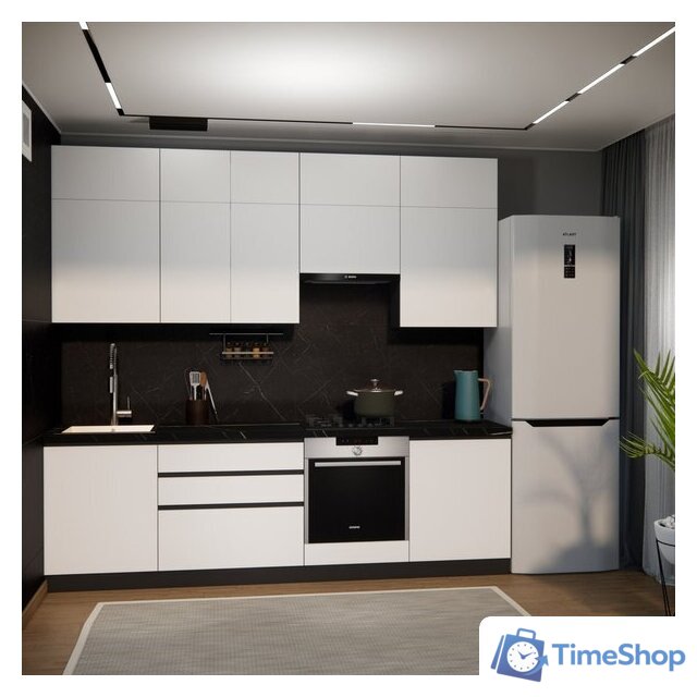 Готовая кухня ВерсоМебель Эко Премиум 2.6 (белый фасадный/ст. тунис) - Изображение №7 — Интернет-магазин Time-Shop