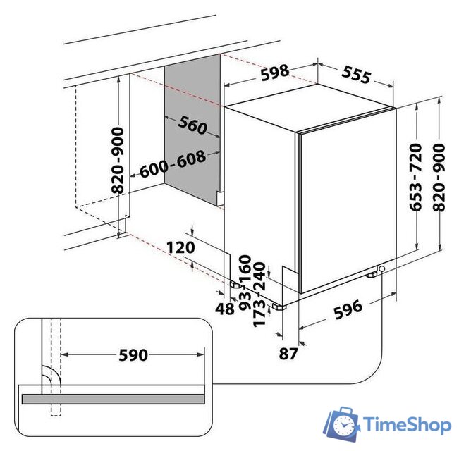 Встраиваемая посудомоечная машина Whirlpool WIC 3C33 F - Изображение №4 — Интернет-магазин Time-Shop