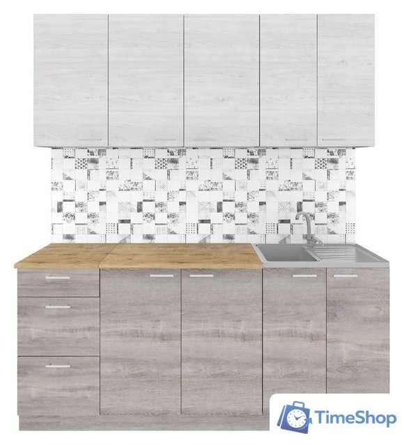 Готовая кухня Агута Альфа 1.8 (дуб пепельный/скандинавское дерево/дуб бунратти) - Изображение №1 — Интернет-магазин Time-Shop