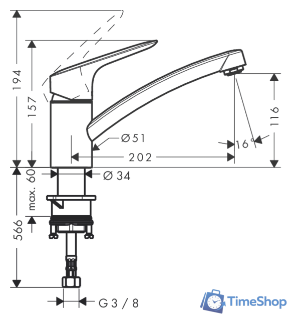 Смеситель Hansgrohe Logis 120 71830000 - Изображение №2 — Интернет-магазин Time-Shop