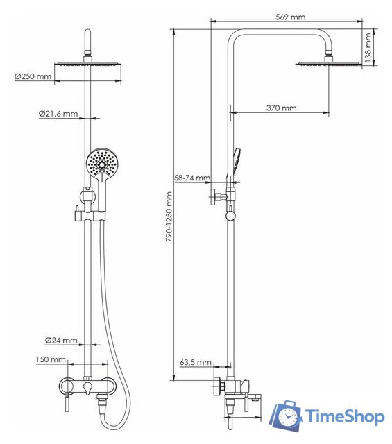 Душевая система  Wasserkraft A14201 - Изображение №2 — Интернет-магазин Time-Shop