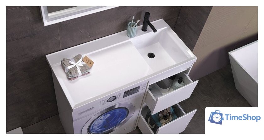  Belux Тумба под умывальник Ока Н 44-02 (1, белый глянец) - Изображение №4 — Интернет-магазин Time-Shop