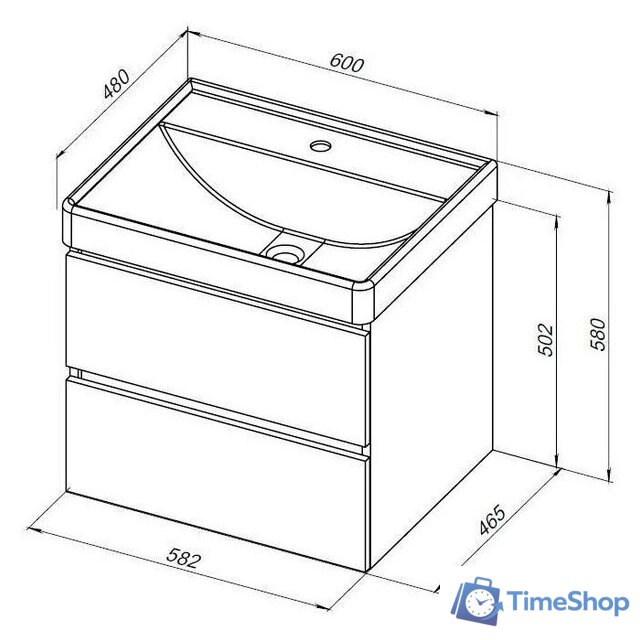  Aquanet Тумба под умывальник Вега 60 308318 - Изображение №15 — Интернет-магазин Time-Shop