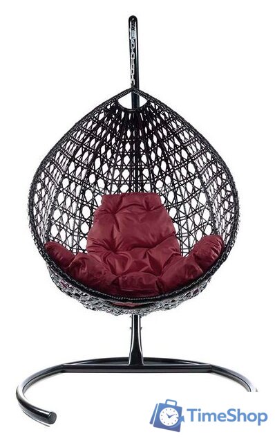Подвесное кресло M-Group Капля Люкс 11030402 (черный ротанг/бордовая подушка) - Изображение №1 — Интернет-магазин Time-Shop
