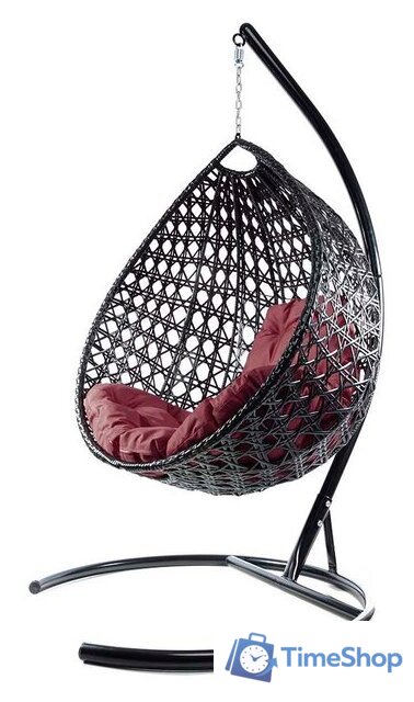 Подвесное кресло M-Group Капля Люкс 11030402 (черный ротанг/бордовая подушка) - Изображение №2 — Интернет-магазин Time-Shop