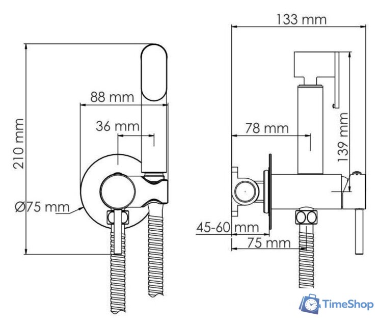 Гигиенический душ Wasserkraft A70338 - Изображение №2 — Интернет-магазин Time-Shop