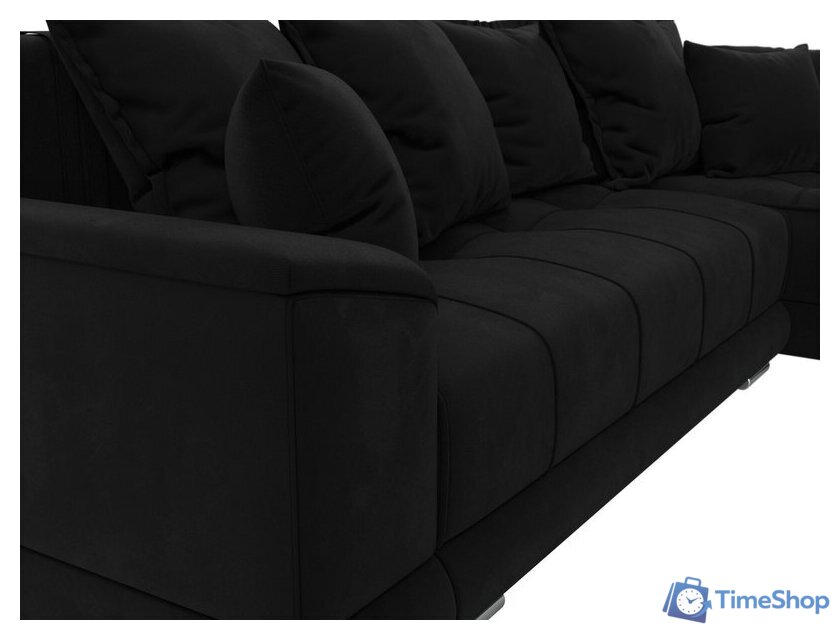 Угловой диван Лига диванов НордСтар правый 121117 (микровельвет черный/подушки микровельвет черный) - Изображение №3 — Интернет-магазин Time-Shop