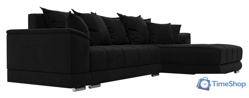 Угловой диван Лига диванов НордСтар правый 121117 (микровельвет черный/подушки микровельвет черный) - Изображение №4 — Интернет-магазин Time-Shop