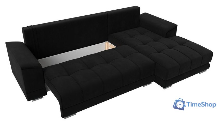 Угловой диван Лига диванов НордСтар правый 121117 (микровельвет черный/подушки микровельвет черный) - Изображение №7 — Интернет-магазин Time-Shop