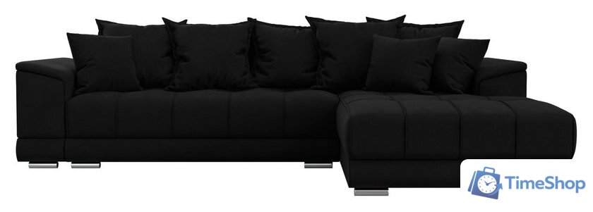 Угловой диван Лига диванов НордСтар правый 121117 (микровельвет черный/подушки микровельвет черный) - Изображение №2 — Интернет-магазин Time-Shop