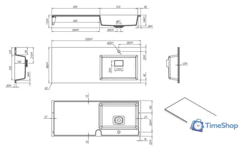 Умывальник Roxen Faber 120R 30010120R-W - Изображение №4 — Интернет-магазин Time-Shop