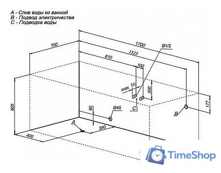 Ванна Aquanet Tessa 170x70 - Изображение №10 — Интернет-магазин Time-Shop