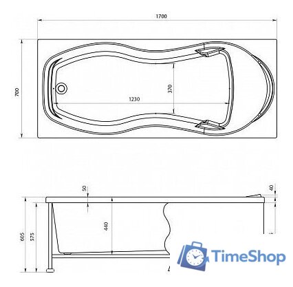 Ванна Aquanet Tessa 170x70 - Изображение №9 — Интернет-магазин Time-Shop
