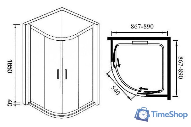 Душевой уголок WeltWasser WW300 300RS22-90 - Изображение №4 — Интернет-магазин Time-Shop