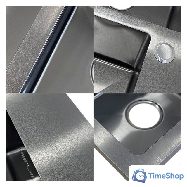 Кухонная мойка AKS Прямоугольная 78x48 левая (графит) - Изображение №2 — Интернет-магазин Time-Shop