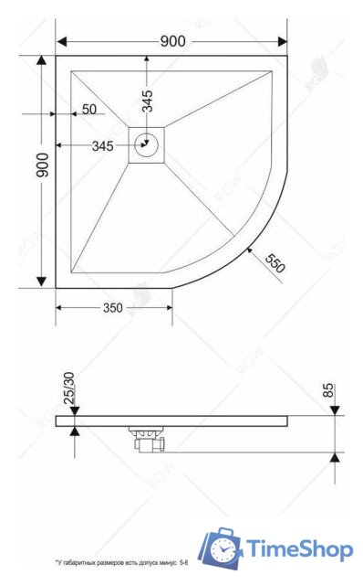 Душевой поддон RGW ST/R-W 90x90 - Изображение №3 — Интернет-магазин Time-Shop