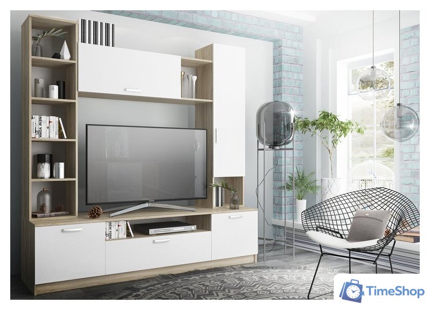 Стенка ДСВ Софи №4 СЦС 1900.1 (дуб сонома/белый глянец) - Изображение №1 — Интернет-магазин Time-Shop