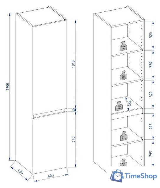  Lauter Шкаф-пенал Навесной Mia 40 (графит) - Изображение №2 — Интернет-магазин Time-Shop