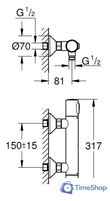 Смеситель Grohe Grohtherm 500 34793000 - Изображение №4 — Интернет-магазин Time-Shop