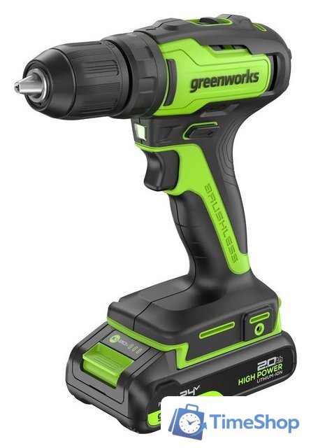 Дрель-шуруповерт Greenworks GD24DD35K2 3704007CUA (с 1-м АКБ) - Изображение №2 — Интернет-магазин Time-Shop