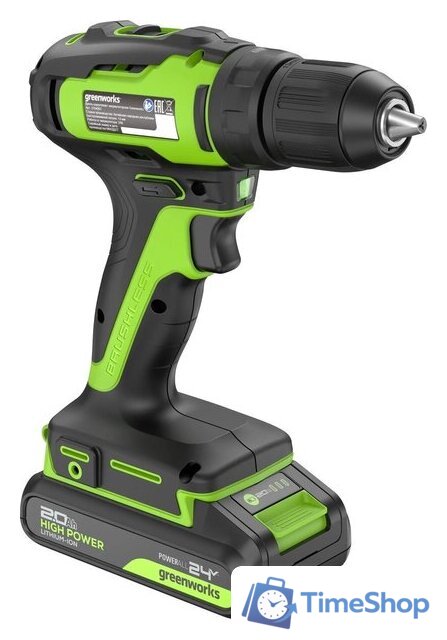 Дрель-шуруповерт Greenworks GD24DD35K2 3704007CUA (с 1-м АКБ) - Изображение №3 — Интернет-магазин Time-Shop