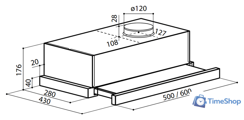 Кухонная вытяжка LEX Hubble G 600 (черный) - Изображение №5 — Интернет-магазин Time-Shop